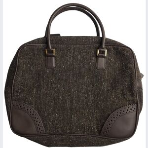 NWT Field Manor Leather Tailored Brown Tweed Handbag Classic *CE